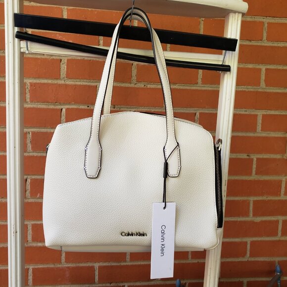 BNWT CALVIN KLEIN BRENDA convertible satchel / adjustable shoulder cherub white - Picture 2 of 11